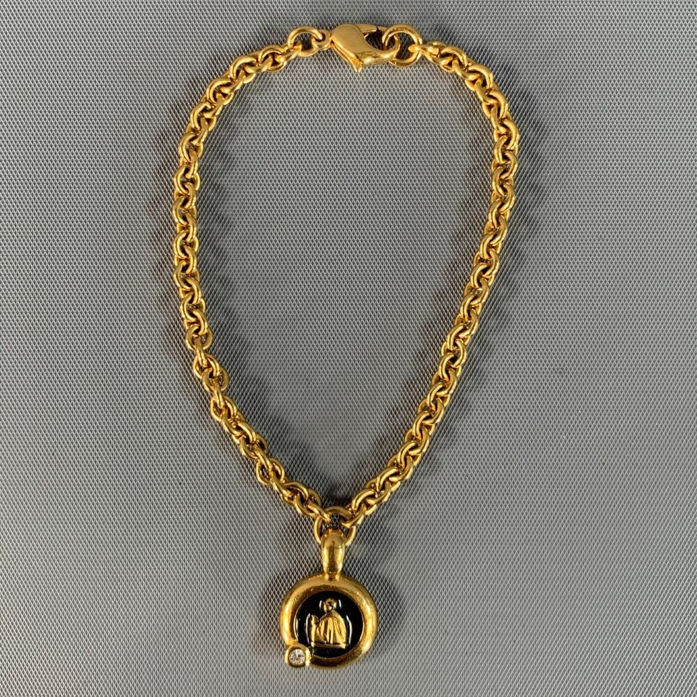 LANVIN Gold Shimmer Metallic Charm Bracelet